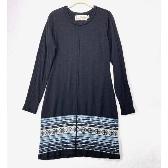 Aventura Dress Women Medium Black Eco Merino Wool Blend Sweater Midi Long Sleeve - Picture 1 of 11
